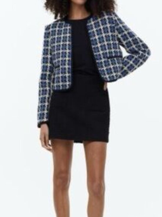 Sparkle Tweed Cropped Jacket Size M - Picture 3 of 10